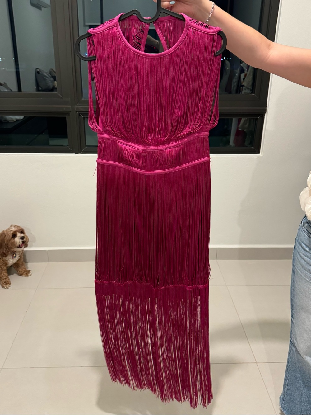 ASOS Fuchsia Fringe Midi Dress